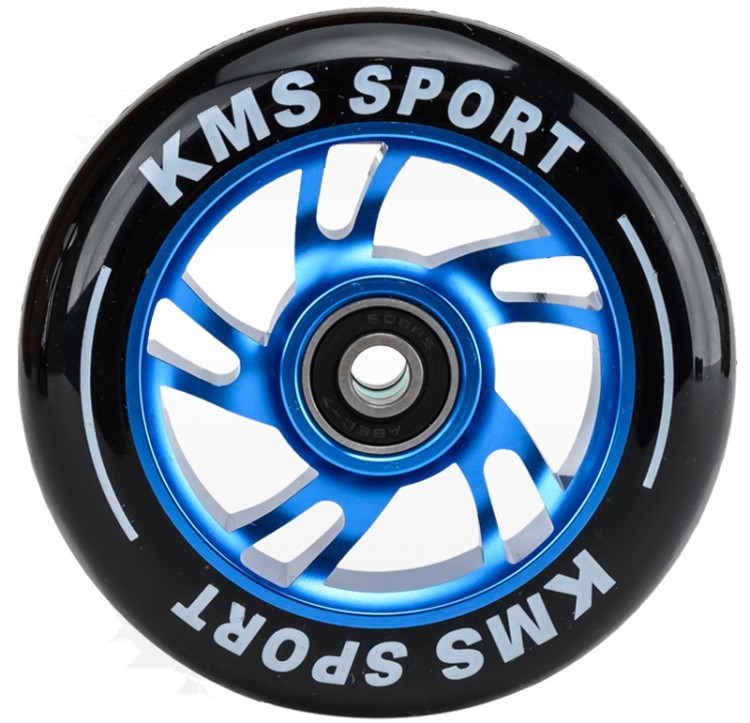 Колесо для трюкового самоката KMS Sport 100мм,синий/черный с подшипниками,(5401)