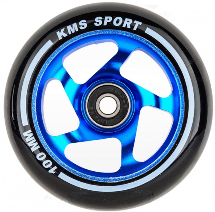 Колесо для трюкового самоката KMS Sport 100мм,синий/черный с подшипниками,(5403)