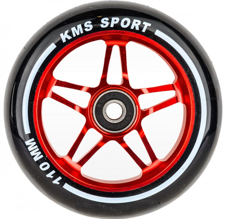 Колесо для трюкового самоката KMS Sport 110мм, красный/черный с подшипниками,(5405) 