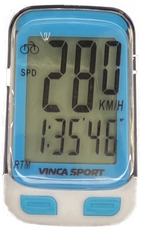 Велокомпьютер проводной Vinсa Sport V-3500,12 функций,белый/голубой