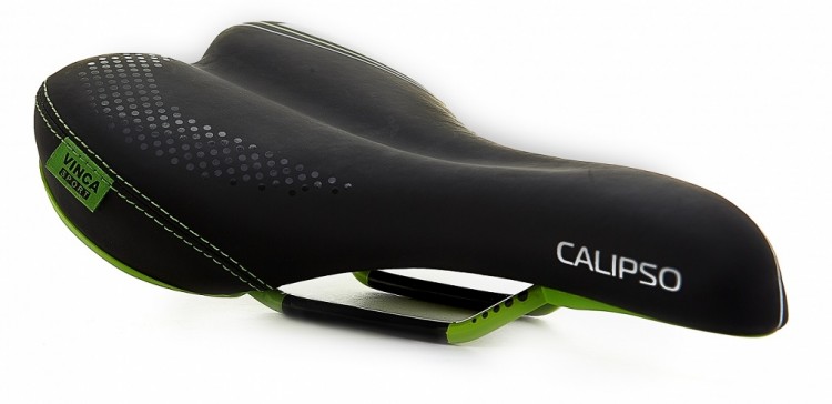 Седло взрослое VS Calipso, 260*160мм, черный/зеленый, (VS-04)